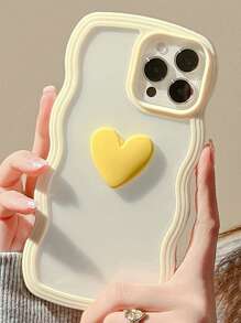 Anti-fall Heart Decor Phone Case - Yellow - View 2
