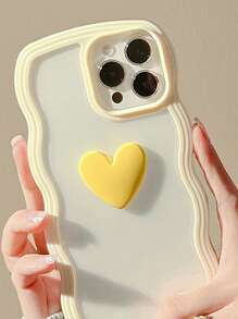 Anti-fall Heart Decor Phone Case - Yellow - View 3