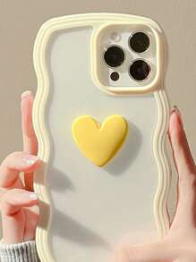 Anti-fall Heart Decor Phone Case - Yellow - View 4