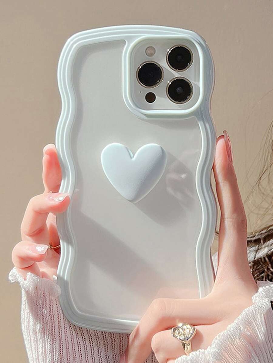 愛心裝飾手機外殼 - 淺藍色 - 查看 1