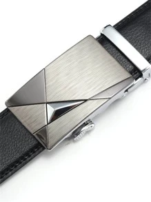 Thắt lưng khóa tự động dập nổi vải nam - màu đen - Xem 2