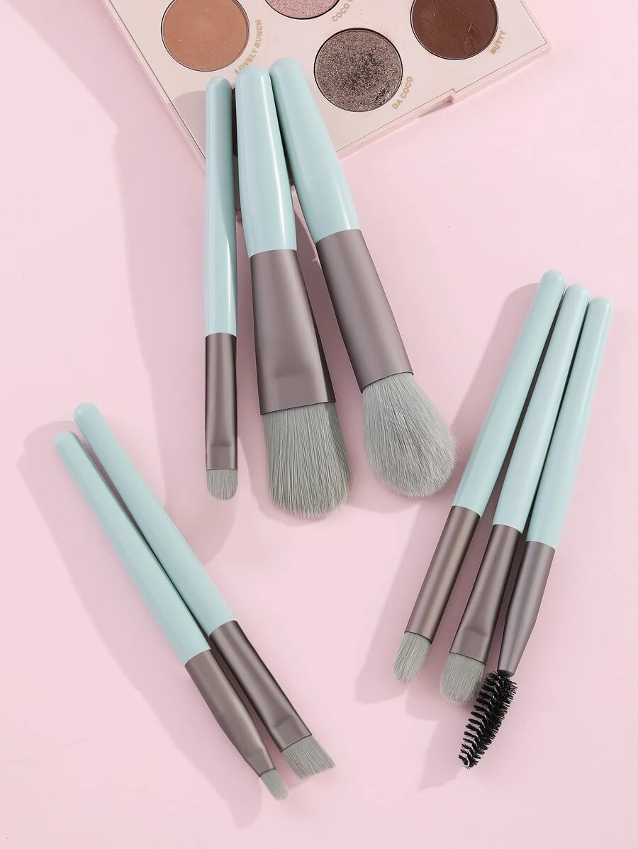 8pcs Portable Soft Makeup Brush Set For Eyeshadow, Foundation, Powder, Concealer, Lip & Blush Makeup , Travel Essentials,Brush Set,Makeup Brush Kit,Make Up Brush Set,Make Up Set Complete,Makeup Brush Set,Complete Makeup Kit,Brush Kit,Brushes Makeup Set,Makeup Gift Set,Set - Mint Green - View 1
