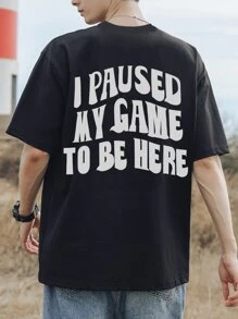 Manfinity Hypemode Men Reflective Slogan Graphic Tee - Black - View 3