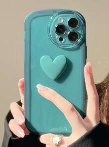 防摔心型裝飾手機殼相容 iPhone15/15Plus/15Pro/15Promax - 青碧色 - 查看 12