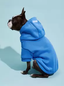 PETSIN 1 pezzo Felpa con cappuccio tinta unita per animali domestici - Comoda per tutte le stagioni, primavera, autunno, inverno e fresche serate estive; ideale per passeggiate quotidiane, avventure all'aperto, relax in casa, viaggi, raduni festivi e servizi fotografici in occasioni speciali - Blu - Visualizzare 3