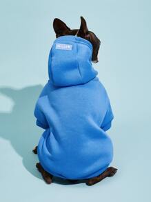 PETSIN 1 pezzo Felpa con cappuccio tinta unita per animali domestici - Comoda per tutte le stagioni, primavera, autunno, inverno e fresche serate estive; ideale per passeggiate quotidiane, avventure all'aperto, relax in casa, viaggi, raduni festivi e servizi fotografici in occasioni speciali - Blu - Visualizzare 4