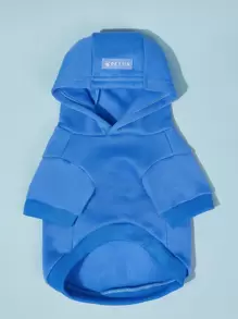PETSIN 1 pezzo Felpa con cappuccio tinta unita per animali domestici - Comoda per tutte le stagioni, primavera, autunno, inverno e fresche serate estive; ideale per passeggiate quotidiane, avventure all'aperto, relax in casa, viaggi, raduni festivi e servizi fotografici in occasioni speciali - Blu - Visualizzare 5