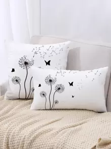 1 vỏ gối in hình bồ công anh không có chất độn - Đen và trắng - Xem 1