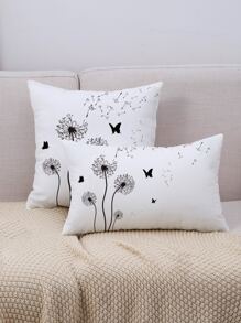 1 vỏ gối in hình bồ công anh không có chất độn - Đen và trắng - Xem 3