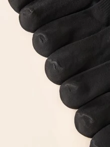 10 Pairs Of Casual And Simple Smiling Face Short Socks Suitable For Daily Life And Casual Wear - Black - View 4