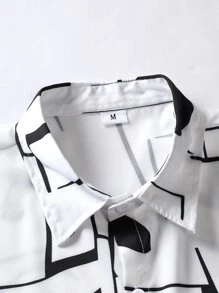 Manfinity Homme 男士圖案印花襯衫 - 白色 - 查看 3