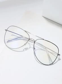 1pc Men's Classic Silver Metal Frame Pilot Style Glasses With Retro Design Suitable For All Seasons Clear Glasses Glasses Accessories