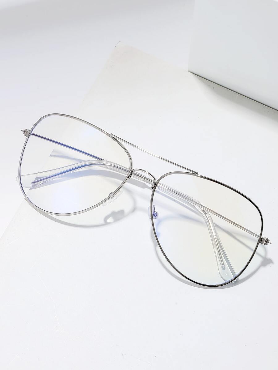 1pc Men's Classic Silver Metal Frame Pilot Style Glasses With Retro Design Suitable For All Seasons Clear Glasses Glasses Accessories
