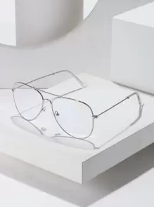 1pc Men's Classic Silver Metal Frame Pilot Style Glasses With Retro Design Suitable For All Seasons Clear Glasses Glasses Accessories