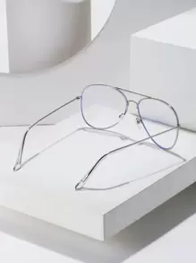 1pc Men's Classic Silver Metal Frame Pilot Style Glasses With Retro Design Suitable For All Seasons Clear Glasses Glasses Accessories