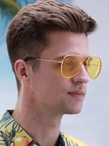 1 Peça Óculos de Moda de Piloto Retrô De Dois Feixes para Homens, Estilo Cowboy Vintage Ocidental dos Anos 90, Adequado para Uso na Comunidade, Viagens, Ocasiões ao Ar Livre, Festivais de Verão, Festivais de Música, Festivais de Praia, Shows de Luz, Coachella, Concertos de Música Country, Hardrock, Rap, Raves e Mais para Férias de Verão na Praia, Ao Ar Livre, Viagens