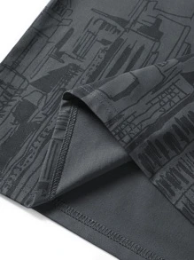 Manfinity Homme 男士字母和建築圖案T恤