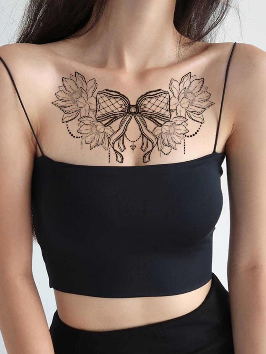 1 hoja Pegatina tatuaje lazo - Negro - Ver 1