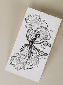 1 hoja Pegatina tatuaje lazo - Negro - Ver 2