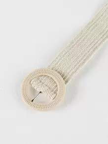 1pc Women's Elastic Waist Belt, Bohemian Style Woven Straw Belt, Decorative For Summer Dresses Summer, School Fall, Autumn, Halloween - Apricot - View 3