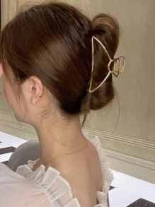 1pc Medium Metal Hair Claw - Gold - View 3