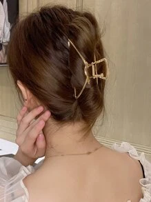 1pc Medium Metal Hair Claw - Gold - View 4