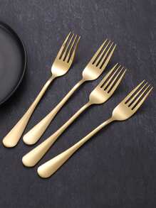 4 piezas de acero inoxidable Tenedor Conjunto - Dorado - Ver 1