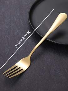 4 piezas de acero inoxidable Tenedor Conjunto - Dorado - Ver 6