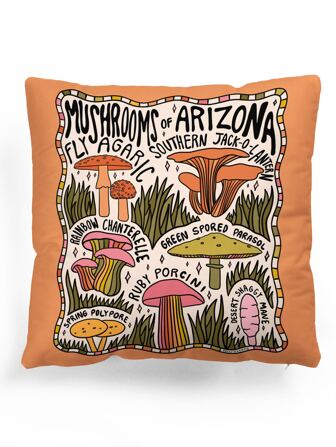 DoodlebyMeg 1pc Letter & Mushroom Pattern Cushion Cover Without Filler