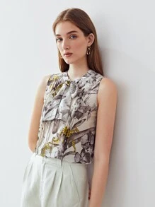 MOTF PREMIUM LINEN CHEETAH PLEATED TOP - Multicolor - View 7