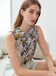 MOTF PREMIUM LINEN CHEETAH PLEATED TOP - Multicolor - View 9