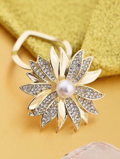 1pc Rhinestone Decorated Brooch, Dual Use As Scarf Clip And Suit Accessory