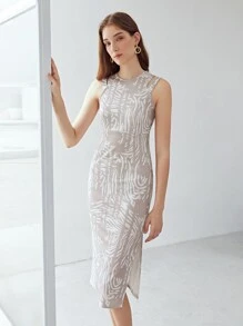 MOTF PREMIUM Đầm Chia Tất cả trên in Thanh lịch - Nhiều màu - Xem 4