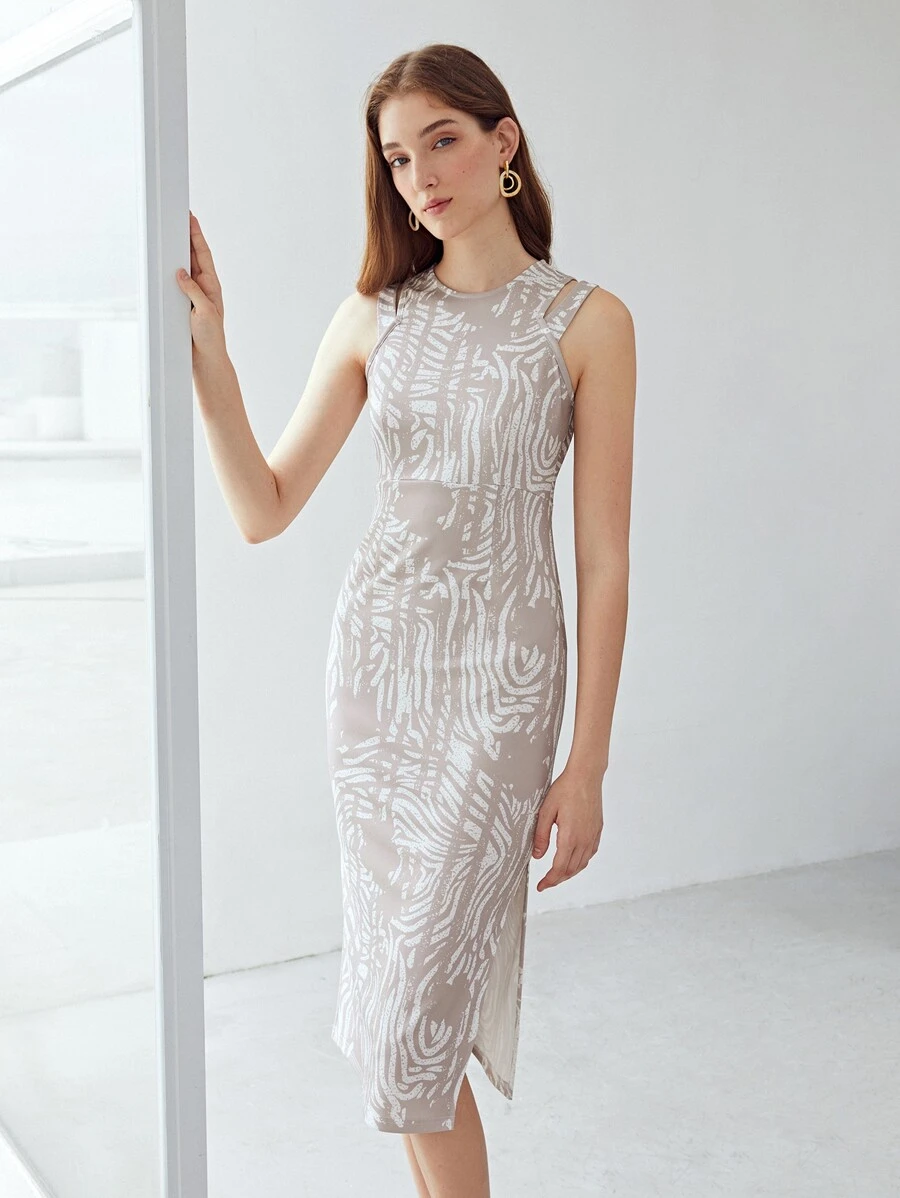 MOTF PREMIUM Vestido ajustado con estampado - Multicolor - Ver 1