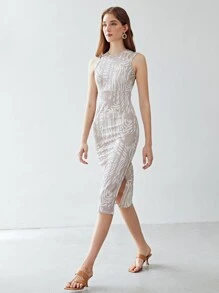 MOTF PREMIUM Đầm Chia Tất cả trên in Thanh lịch - Nhiều màu - Xem 5