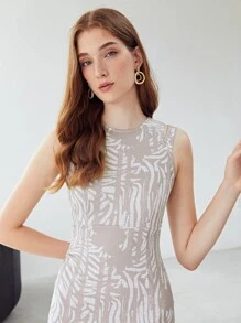 MOTF PREMIUM Đầm Chia Tất cả trên in Thanh lịch - Nhiều màu - Xem 7