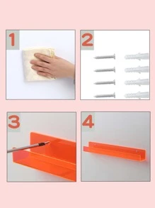 1pc Clear Wall Mounted Storage Rack, Simple Clear Hanging Storage Holder For Household - Clear - View 3