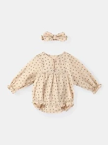 Peninsula Baby 女嬰小碎花半排扣連身背心