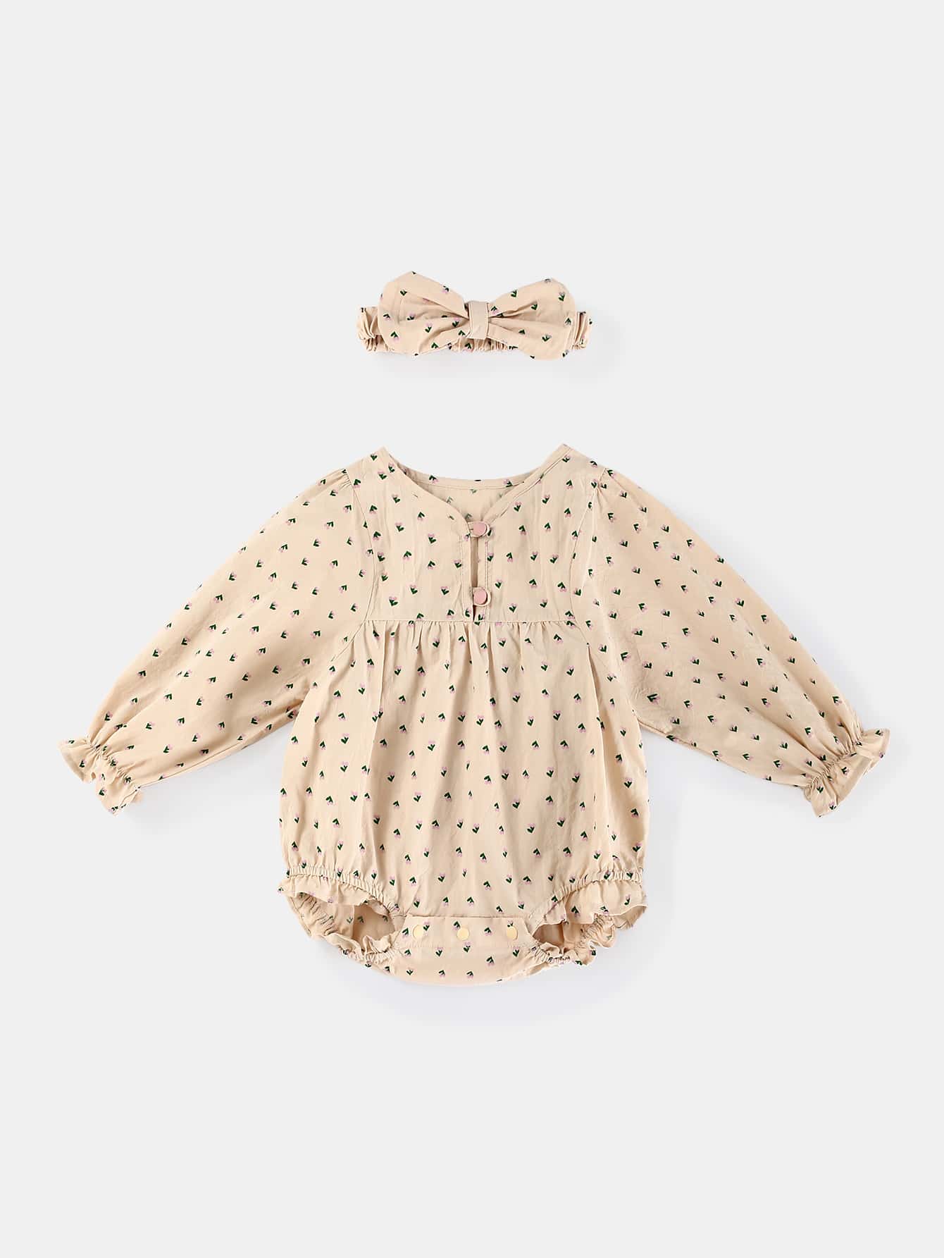 Peninsula Baby 女嬰小碎花半排扣連身背心