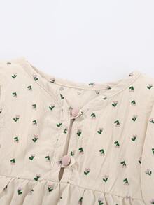 Peninsula Baby 女嬰小碎花半排扣連身背心