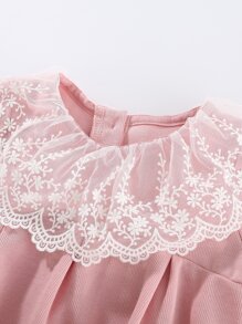 Peninsula Baby 女嬰刺繡網紗荷葉邊附髮帶連身背心 - 淺粉色 - 查看 7