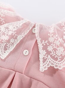 Peninsula Baby 女嬰刺繡網紗荷葉邊附髮帶連身背心 - 淺粉色 - 查看 8