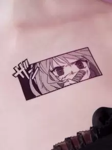 ROMWE Anime Hình xăm tạm thời Hoạt hình - màu đen - Xem 1