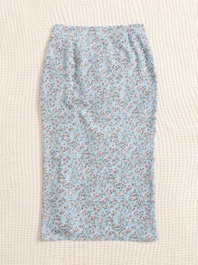 Soleia Ditsy Floral Drawstring Split Thigh Skirt - Multicolor - View 2