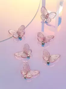 6 piezas Horquilla con diseño de mariposa - Púrpura malva - Ver 1