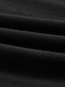 ROMWE PUNK Vestido ajustado con estampado de letra desgarro de hombros descubiertos - Negro - Ver 4