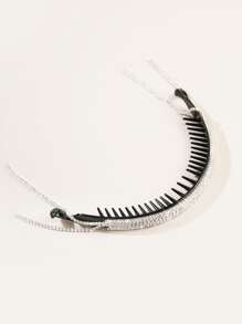 1 Máy Tính Full Kim Cương Giả Tua Rua Đuôi Ngựa Giá Đỡ, Thanh Lịch Bun Maker Với Kim Cương Giả Và Tua Rua Cho Tóc Đuôi Ngựa Cao, chuối Kẹp Tóc - Bạc - Xem 3