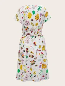 David Méndez Alonso Cartoon Graphic Tie Side Dress - Multicolor - View 2