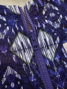 ZYEM NYC Boys Letter Graphic Drawstring Hem Zipper Double Face Jacket - Khaki - View 3