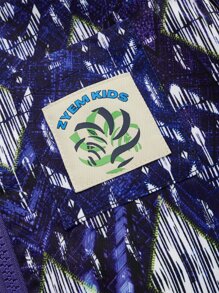 ZYEM NYC Boys Letter Graphic Drawstring Hem Zipper Double Face Jacket - Khaki - View 4